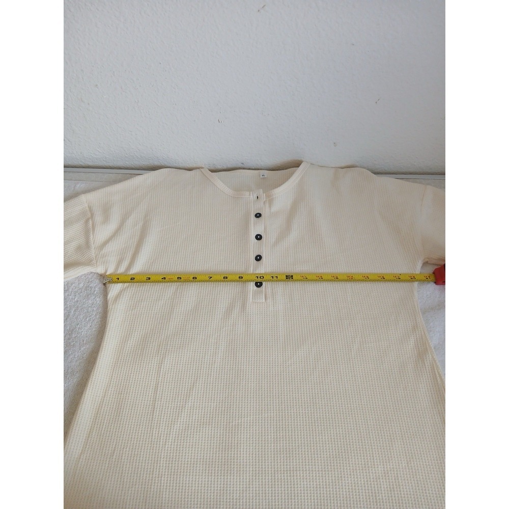 Womens Blouse Top Size XL Ivory Long Sleeve Henley Casual‎ Basic - Picture 4 of 9